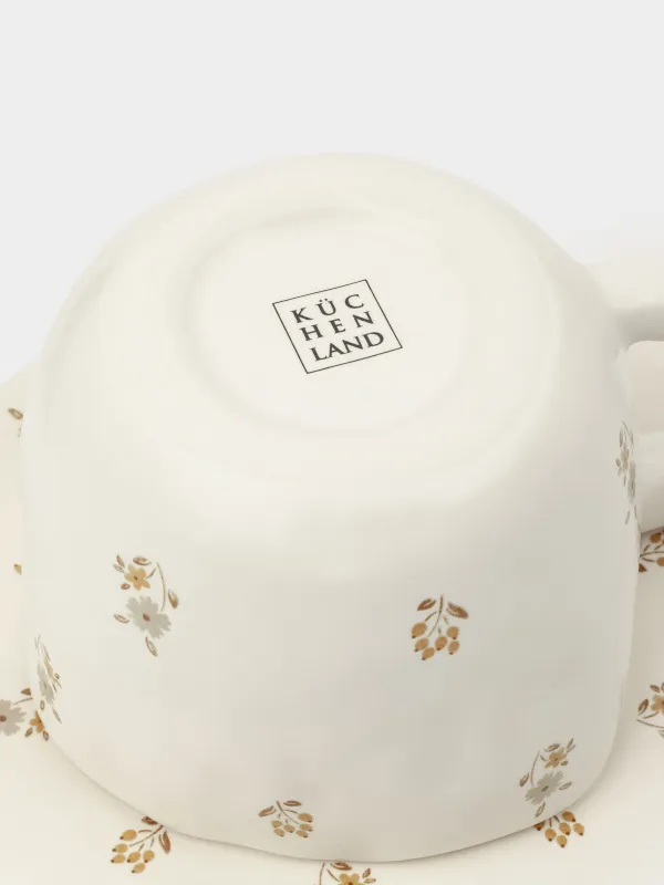 Tea pair, 1 person, 2 items, 460 ml, ceramics, milky, Vintage flowers, La flore, image-6