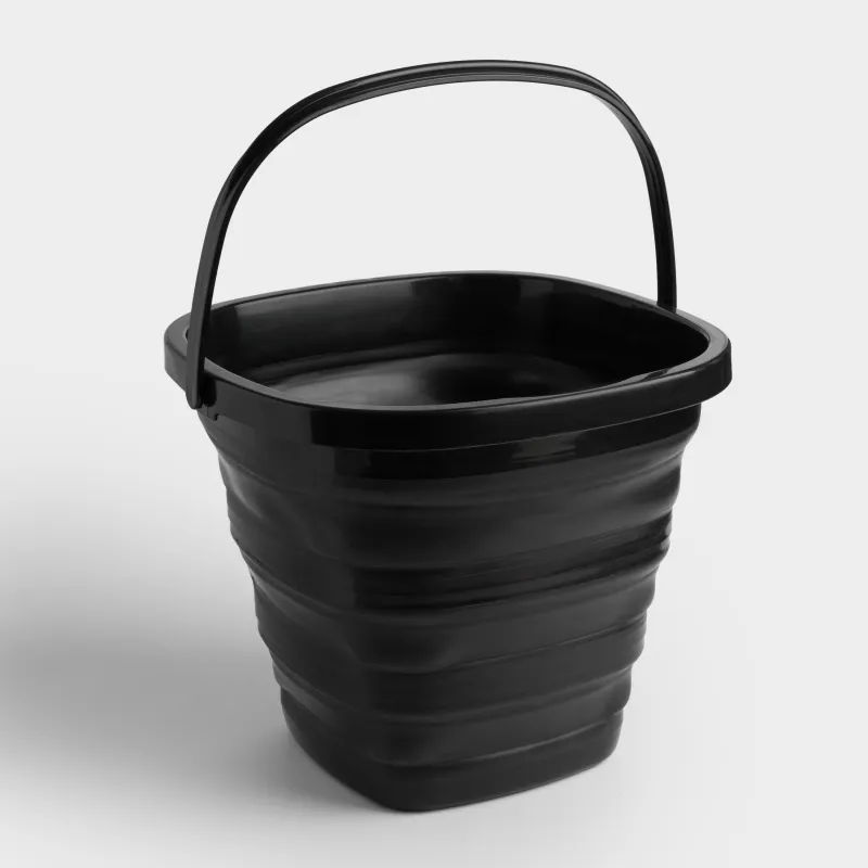 Folding bucket, 10 l, plastic/rubber, square, black, Foldaway black, image-2