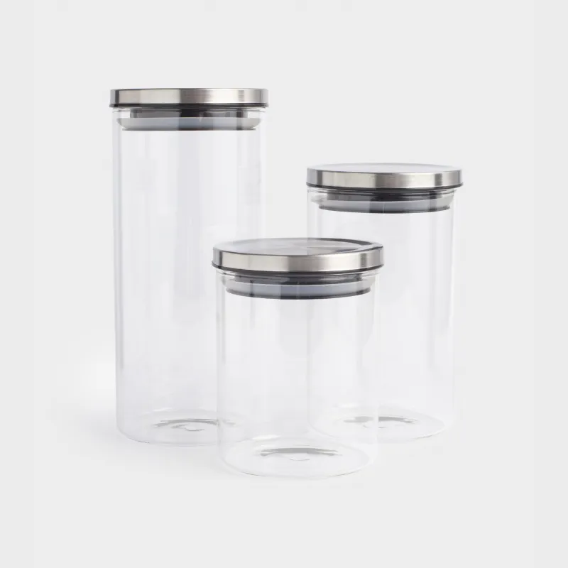 Set of food cans, 3 pcs, glass / metal, Comfort