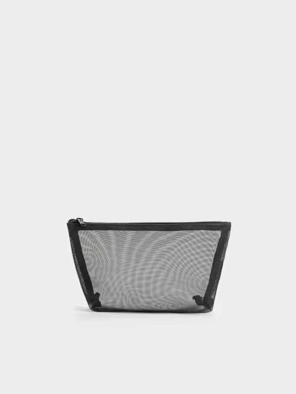 Cosmetic bag, 24x14 cm, Polyester, black, Mesh, Easy Travel, image-0