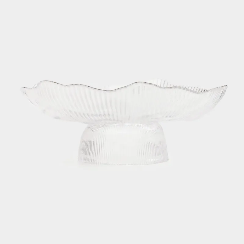 Dish on a leg, 23x9 cm, glass R, with silver edging, Argos silver, image-1