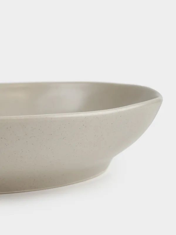 Salad bowl, 22x6 cm, 800 ml, ceramic, beige, Crumpled effect, Crumple creme, image-3