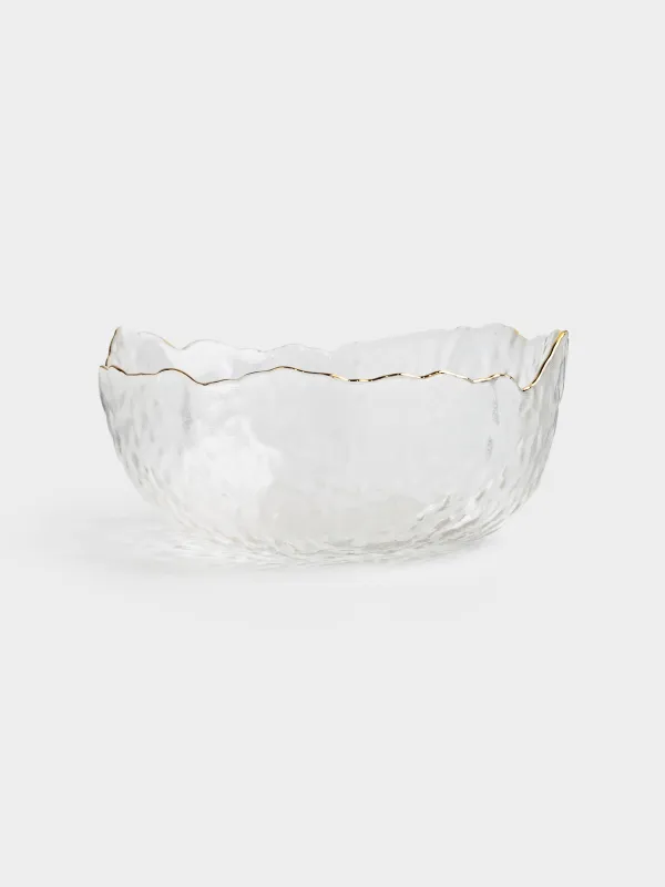 Salad bowl, 17x7 cm, 850 ml, glass, with golden edging, Nautilus gold, image-0