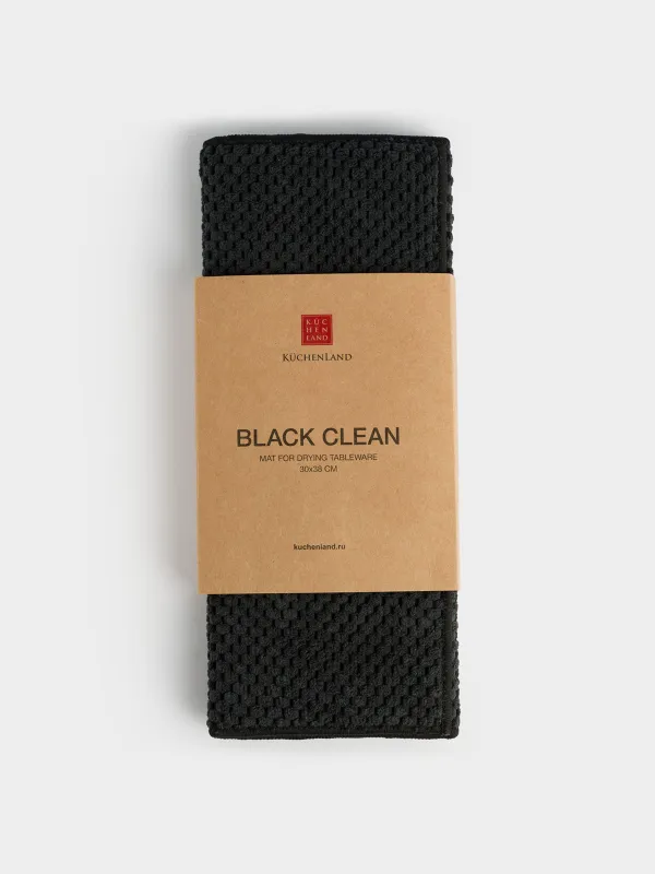 Dish drying mat, 30x38 cm, microfiber, black, Black clean, image-2