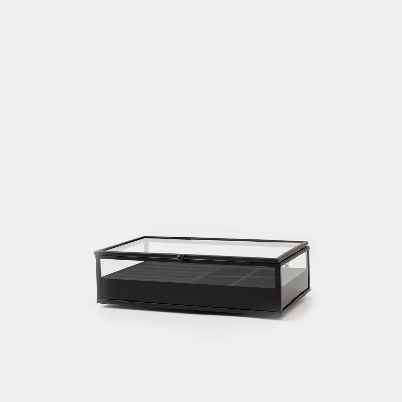 Jewelry box, 21x13 cm, glass / metal, black, Collection