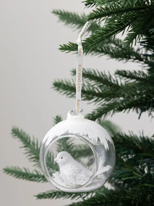 Christmas tree toy, 8 cm, glass / polyresin, Bird, Ball shape, image-3