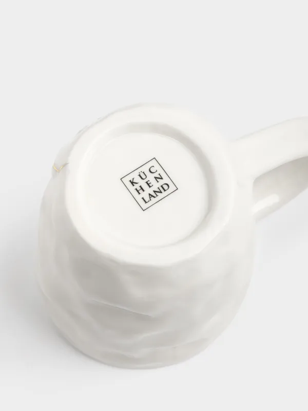 Mug, 370 ml, porcelain P, milky golden, Crumpled effect, Crumple, image-4