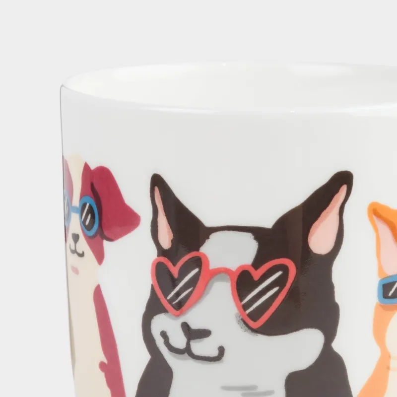 Mug, 500 ml, Porcelain F, White, Dogs with glasses, Dog, image-5