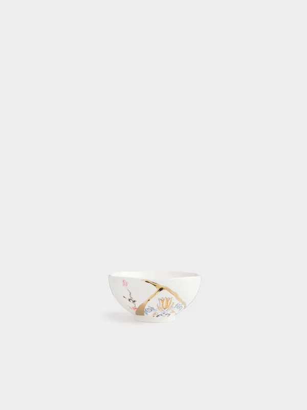 Bowl, 13x6 cm, 400 ml, porcelain N, white and gold, Kintsugi, Kintsugi, image-0