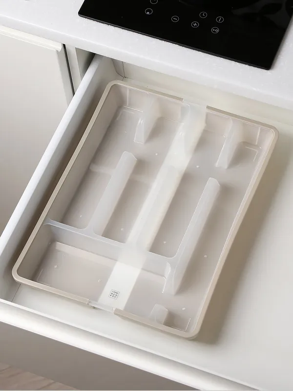 Cutlery tray, 37x27 cm, 7 units, sliding, plastic, white-gray, Keeping, image-8