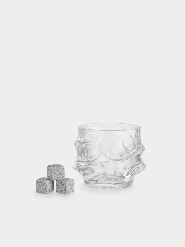 Whiskey set, 1 person, 4 items, glass / cubes, glass R / granite, Peak, image-1