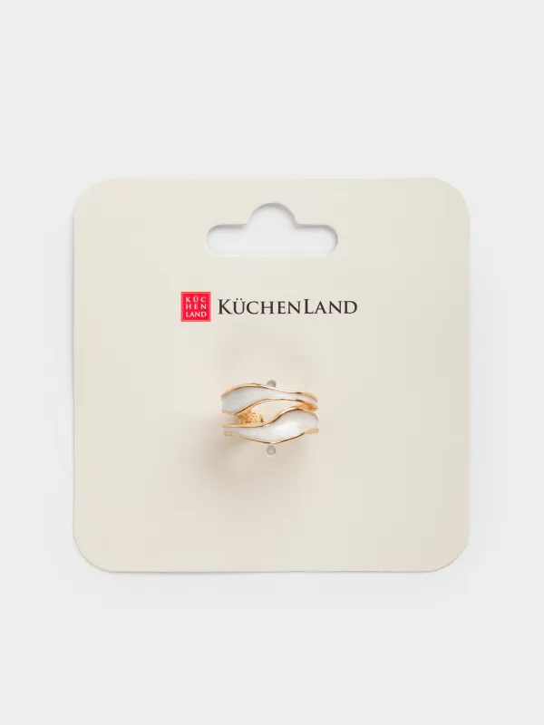 Ring, size S-M, single size, metal / acrylic, golden beige, Jewelry, image-4