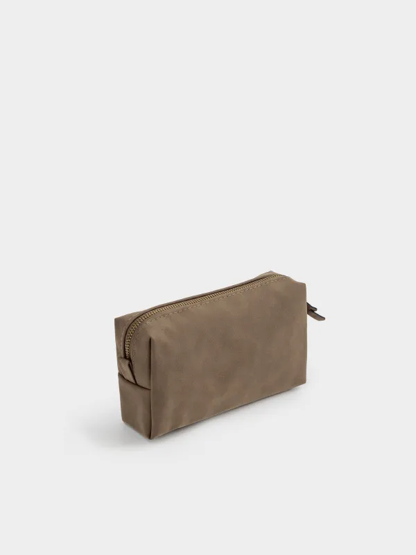 Cosmetic bag, 20x10 cm, polyurethane, rectangular, dark brown, Krast, image-4
