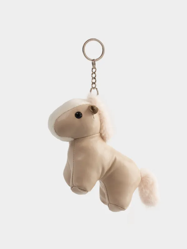 Keychain, 12 cm, polyurethane / metal, beige, Horse, Keychain toy, image-0