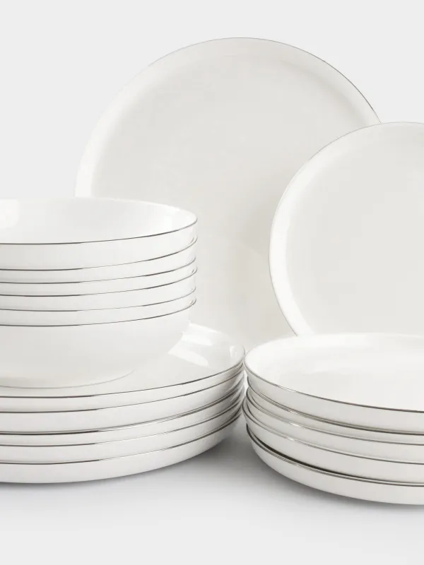 Dining set, 6 pers, 18 pr, porcelain F, white, Ideal silver, image-2