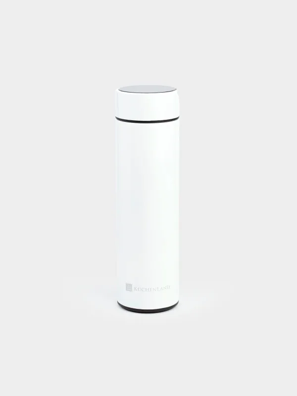 Thermos flask, 500 ml, with thermometer, steel / plastic, white, Celsius, image-0