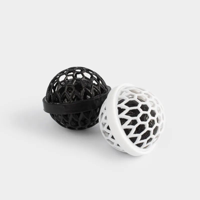 Bag cleaning ball, 2 pcs, 4 cm, plastic / rubber, black / white, Black clean