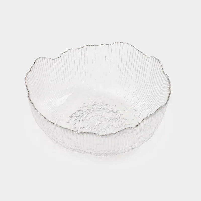 Salad bowl, 20x9 cm, 1,3 l, glass R, with silver edging, Argos silver, image-2