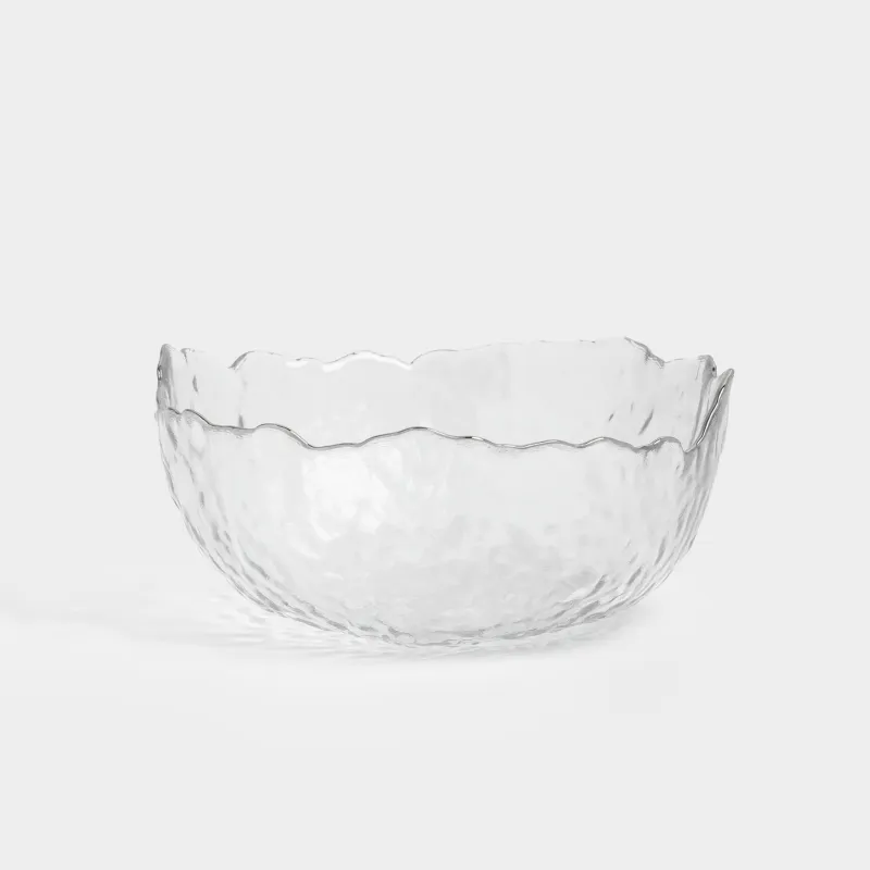 Bowl, 13x6 cm, glass, with silver edging, Nautilus silver
