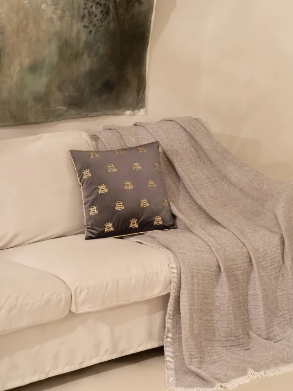 Decorative pillow, 45x45, corduroy, gray, Bees, Honey, image-3