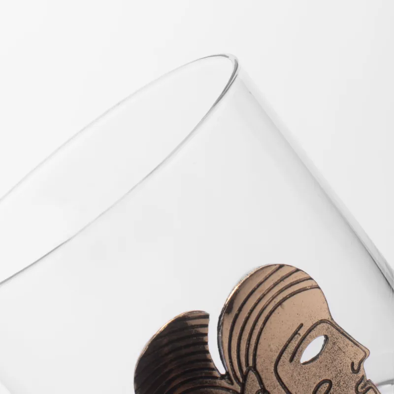 Whiskey glass, 10 cm, 340 ml, glass / metal, gold, Gemini, Zodiac, image-4