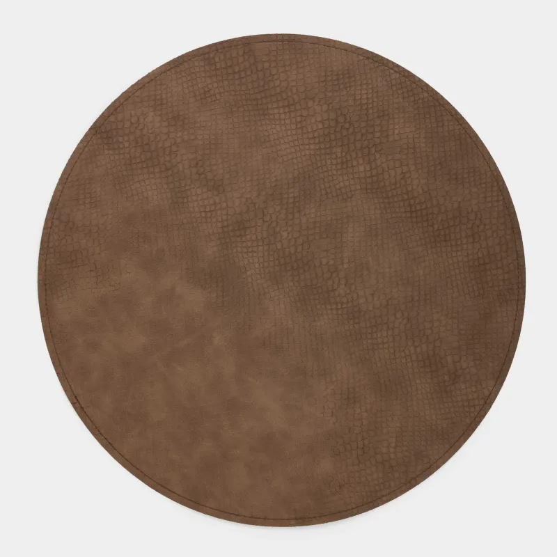 Placemat, 38 cm, double-sided, PVC, round, green/brown, Snake scales, Rock, image-1