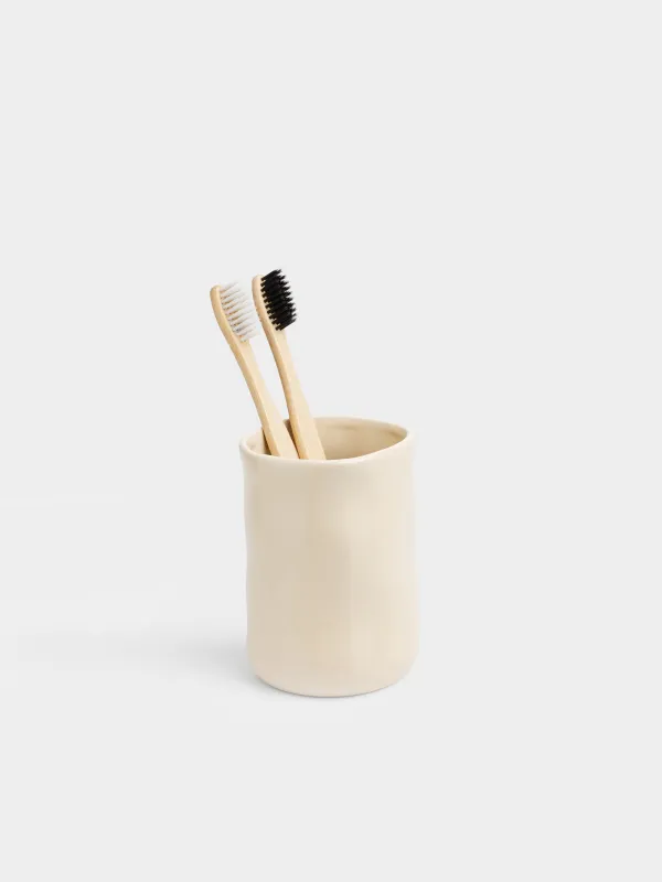 Bathroom tumbler, 11 cm, porcelain tile, milky, Kaolin, image-2