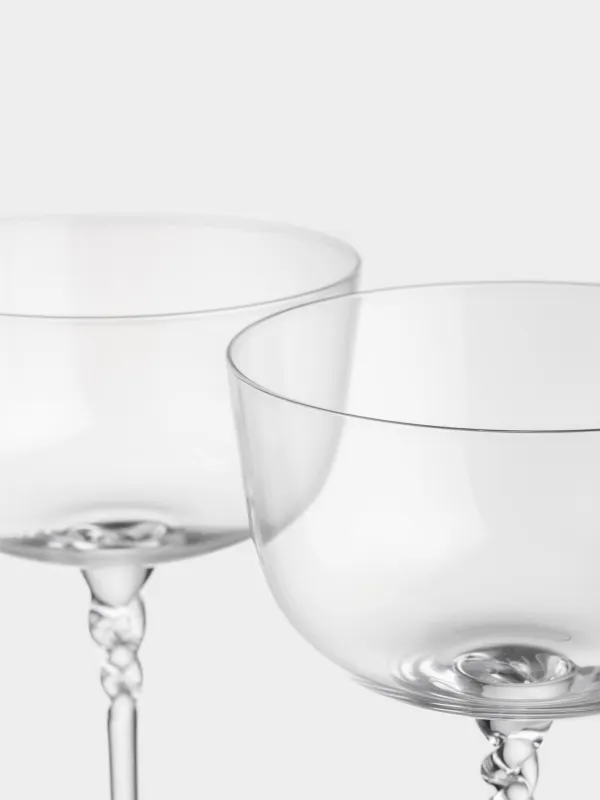 Drinking glass, 270 ml, 2 pcs, crystal glass, Twisted leg, Parma, image-3