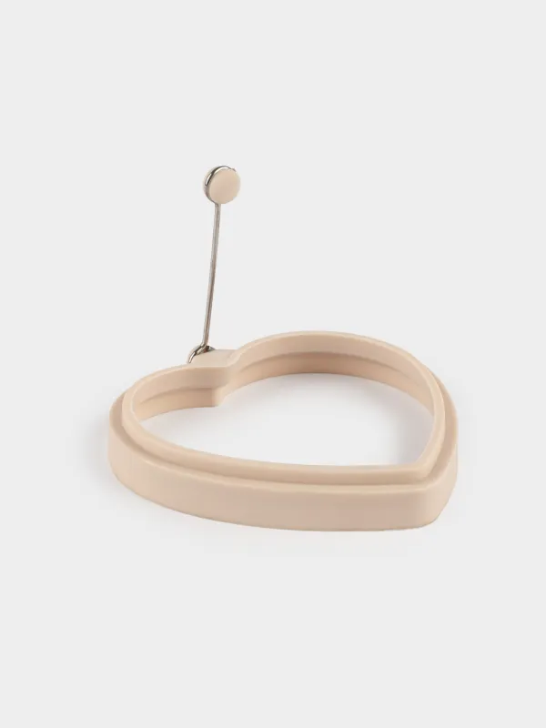 Pancake/Egg mold, 12 cm, Silicone, Beige, Heart, Manny, image-0