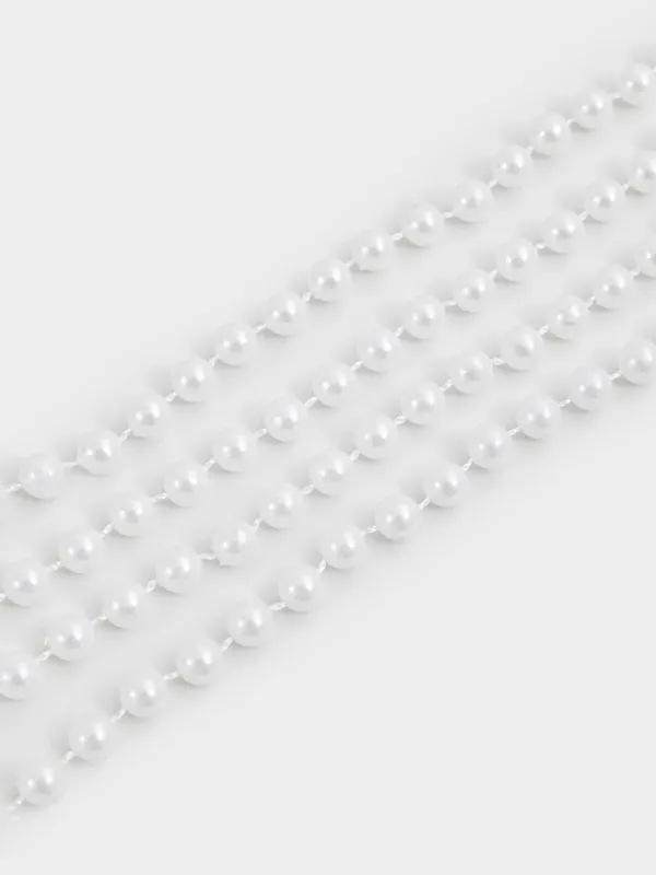 Garland-beads, 2 m, hanging, plastic / metal, white, Beads, Star balls, image-2