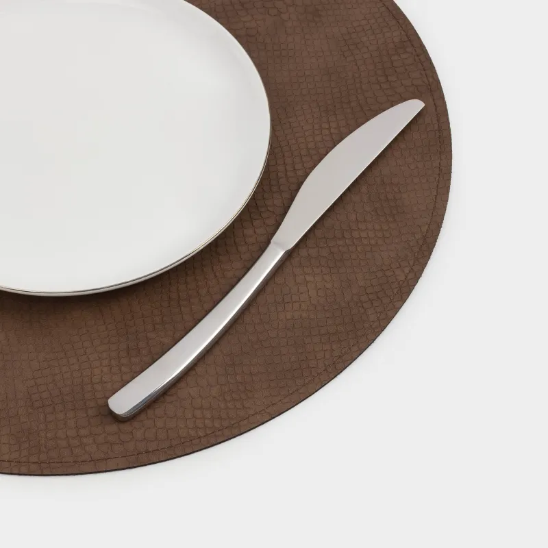 Placemat, 38 cm, double-sided, PVC, round, green/brown, Snake scales, Rock, image-5