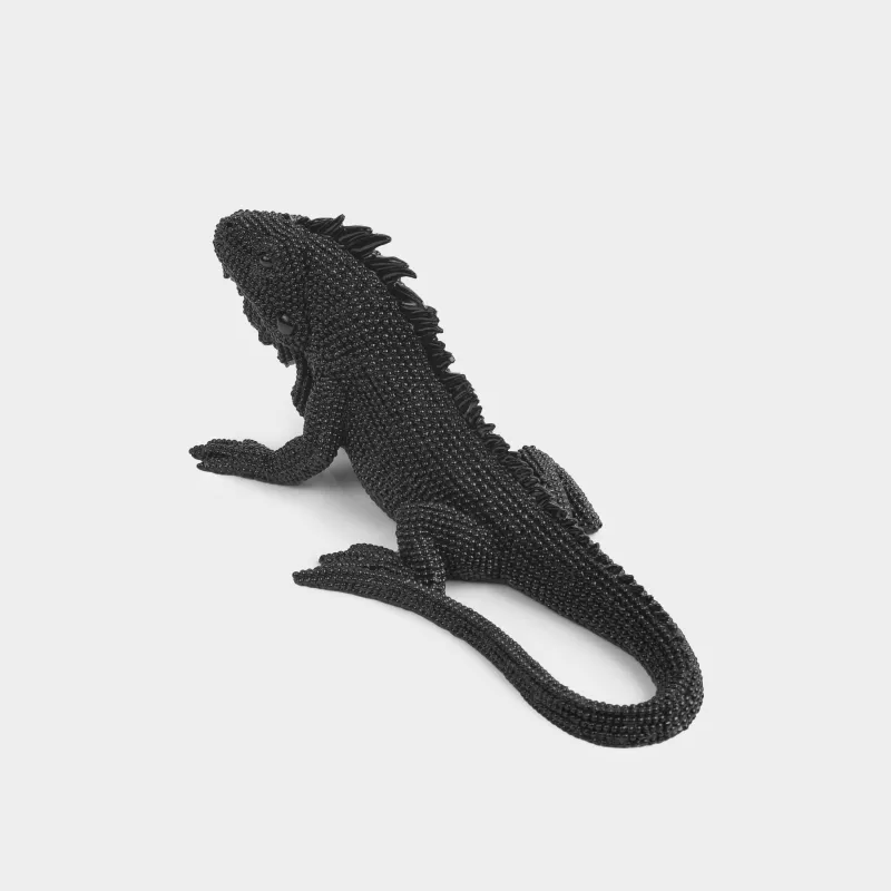 Figurine, 20x12 cm, polyresin, black, Iguana, Iguana, image-4