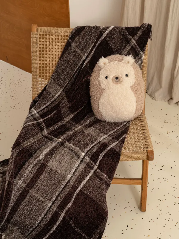 Decorative pillow, 35x28 cm, boucle, beige-brown, Hedgehog, Boucle figure, image-4