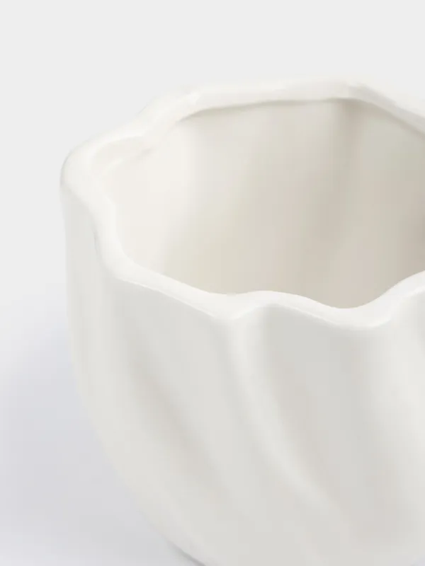 Mug, 440 ml, ceramic, milky, Wavy edge, Crumple, image-3