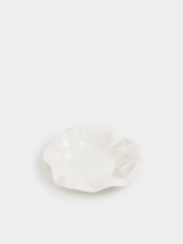 Snack plate, 21 cm, porcelain N, milk, Crumpled effect, Crumple, image-1
