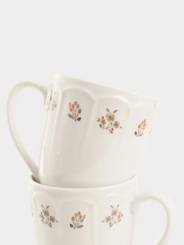 Mug, 380 ml, 2 pcs, porcelain N, white, Vintage flowers, La flore, image-3