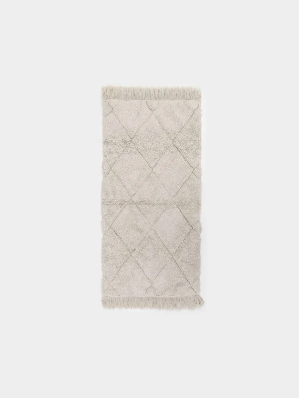 Rug, 60x120 cm, fringed, cotton, beige, Rhombuses, Neutral, image-0