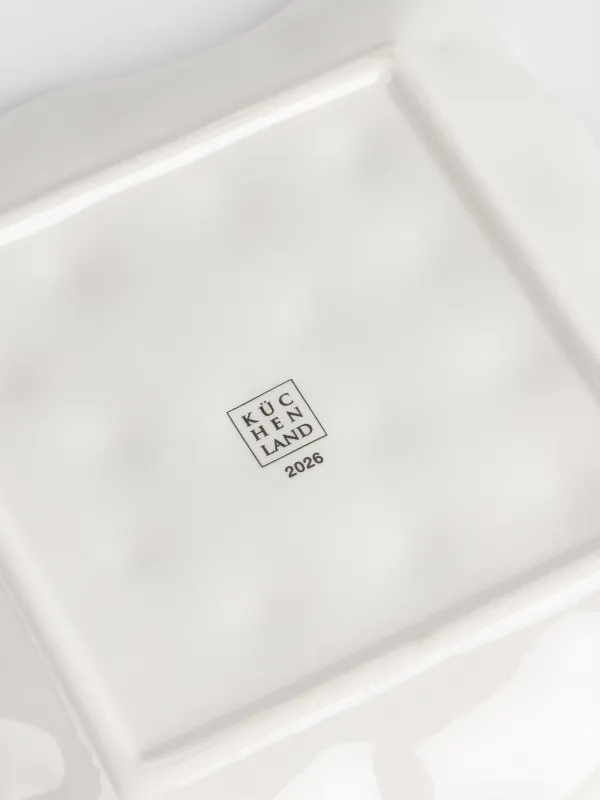 Dish, 22x22 cm, ceramic, square, Horse with Christmas tree, Christmas green, image-5