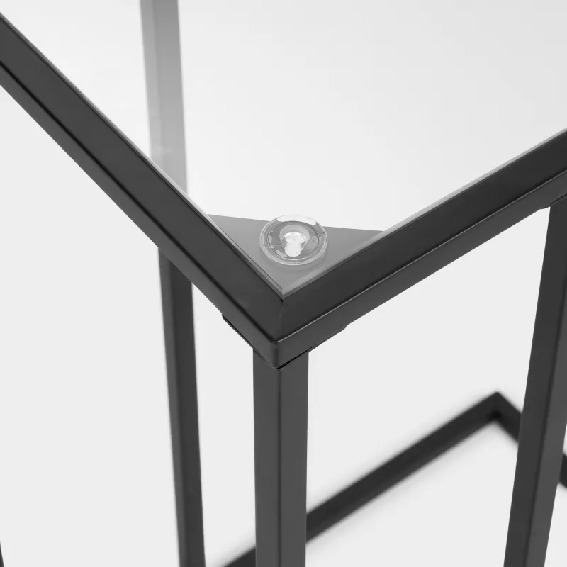 Tray stand, 60 cm, metal / glass, rectangular, Black, Black style, image-2