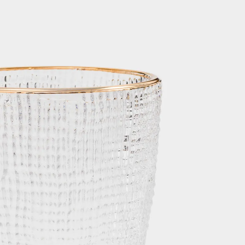 Glass, 10 cm, 320 ml, glass R, with golden edging, Grain gold, image-4