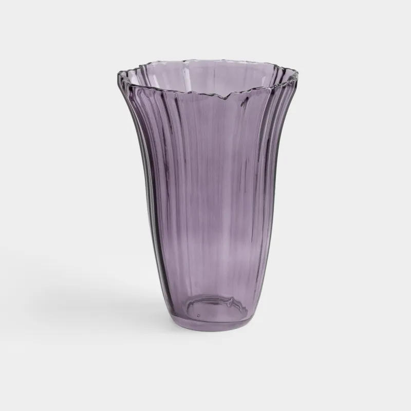 Flower vase, 25 cm, glass, purple, Ribedic
