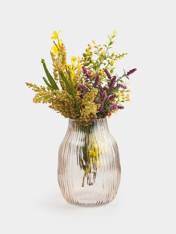 Flower vase, 24 cm, glass, beige, Stripes, image-5