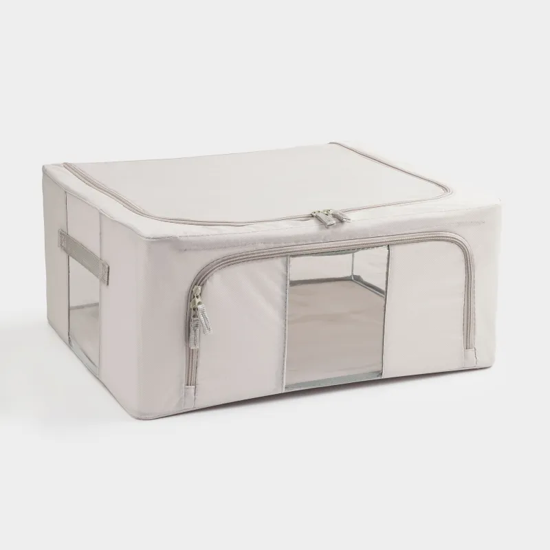 Organizer-box for things, 50x40x22 cm, with zipper, oxford, gray, Pedant, image-6