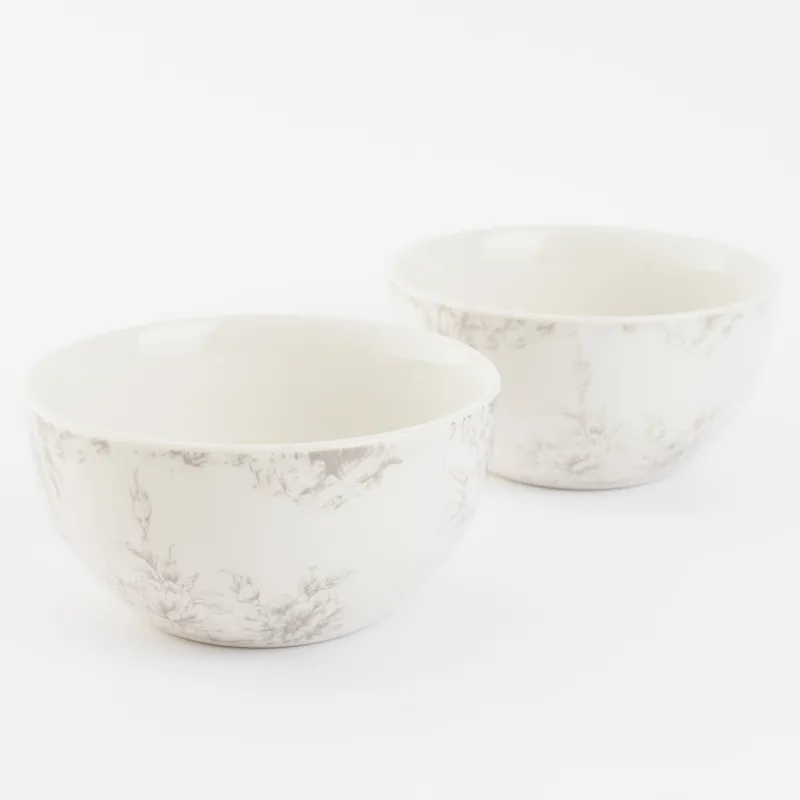 Salad bowl, 14x7 cm, 550 ml, 2 pcs, porcelain P, white, Beige flowers, Maleo