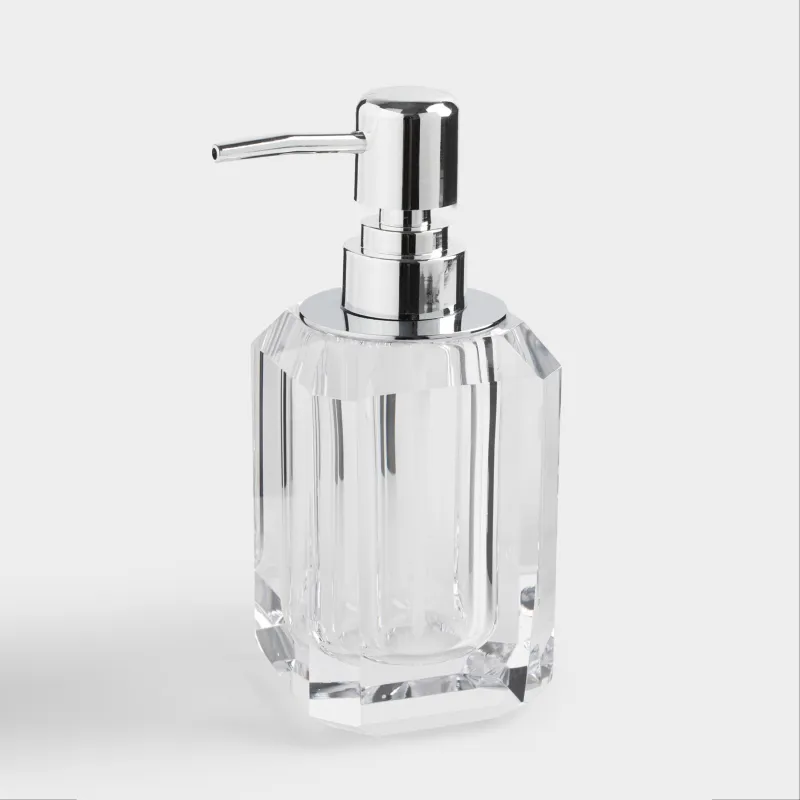 Liquid soap dispenser, 200 ml, Glass / metal, Facets, Shower Crystal Glance
