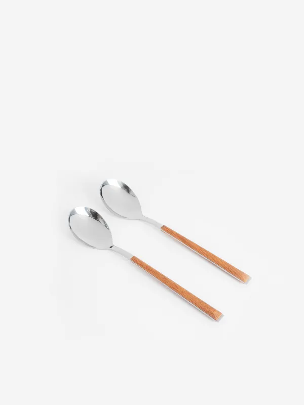 Tea spoon, 2 pcs, steel/plastic, brown, Prague, image-0