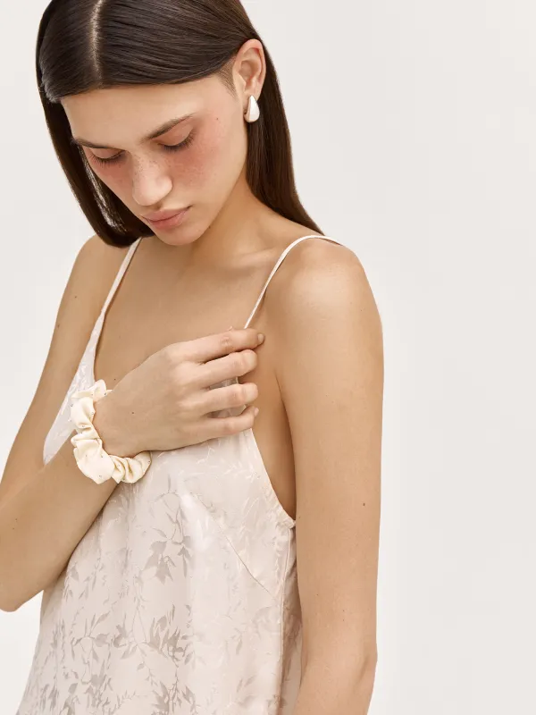  Elastic hair band, 6 cm, with rhinestones, polyester, milky, Silk, image-2