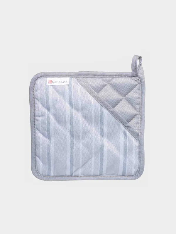 Pot holder, 18 cm, silicone/cotton, Square, Gray, Stripe, Bakery, image-0