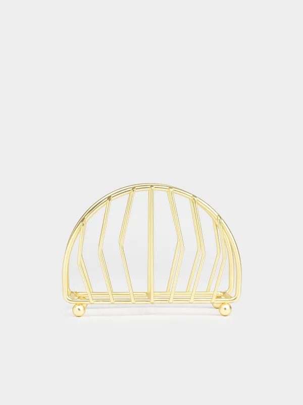 Napkin holder, 13 cm, metal, golden, semicircle, Twist gold, image-4