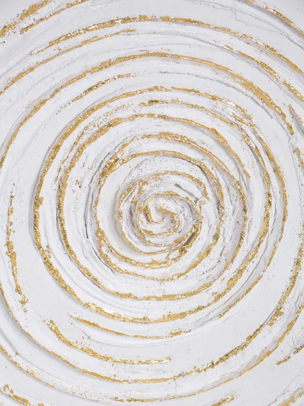 Framed painting, 80x80 cm, canvas / foil, beige-gold, Circles, Abstract, image-4